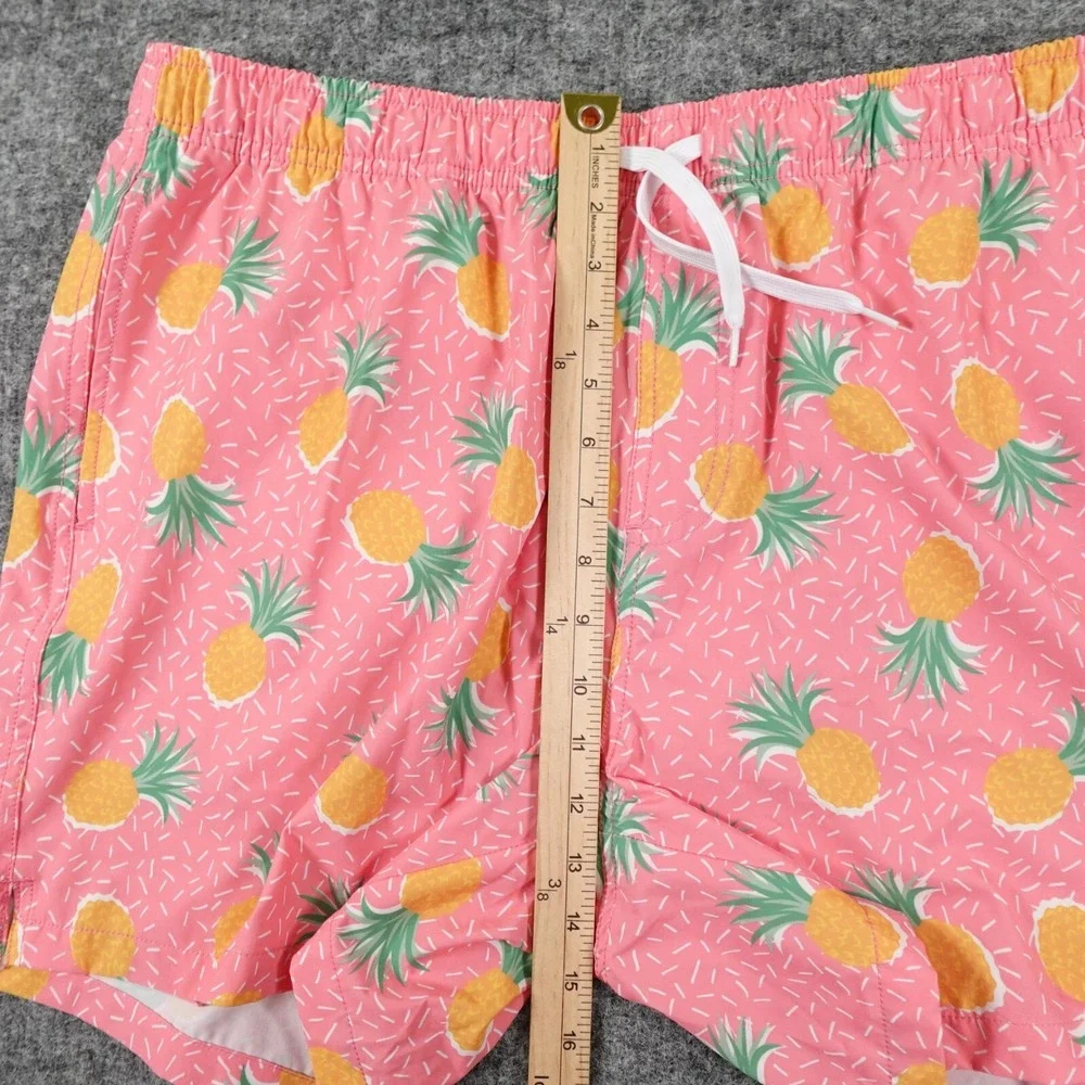Bear Bottom Swim Trunk Mens‎ 2XL Pink Pineapple Print Mesh Lined Pool Beach